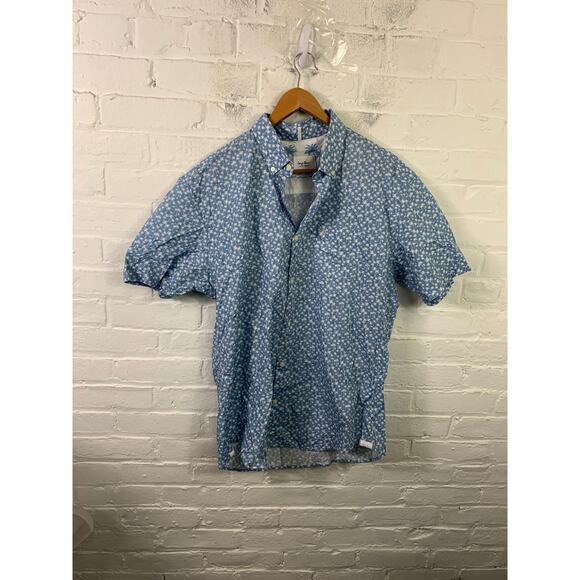 Serge Blanco Men's Athlete Francais Button-Down Shirt Short Sleeve Blue Size XXL - Picture 1 of 5